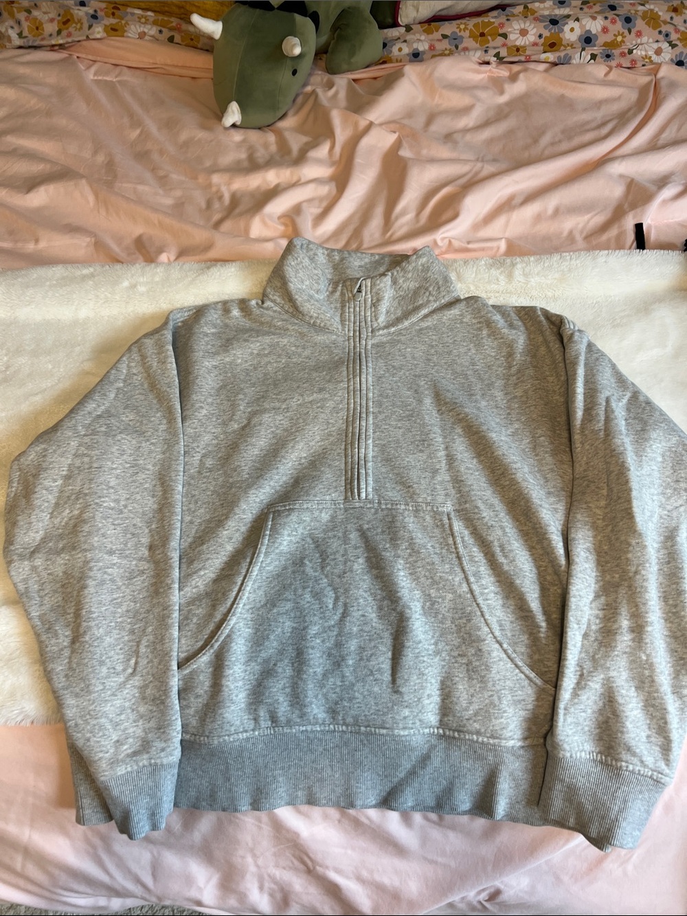 Zella Heather Gray Quarter-Zip Pullover Hoodie